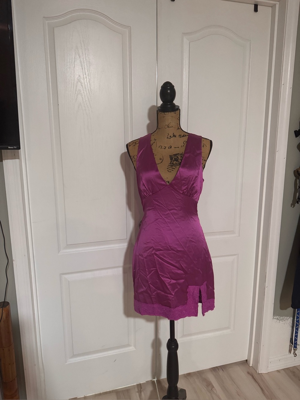 Le Lis Purple Satin Slip Dress